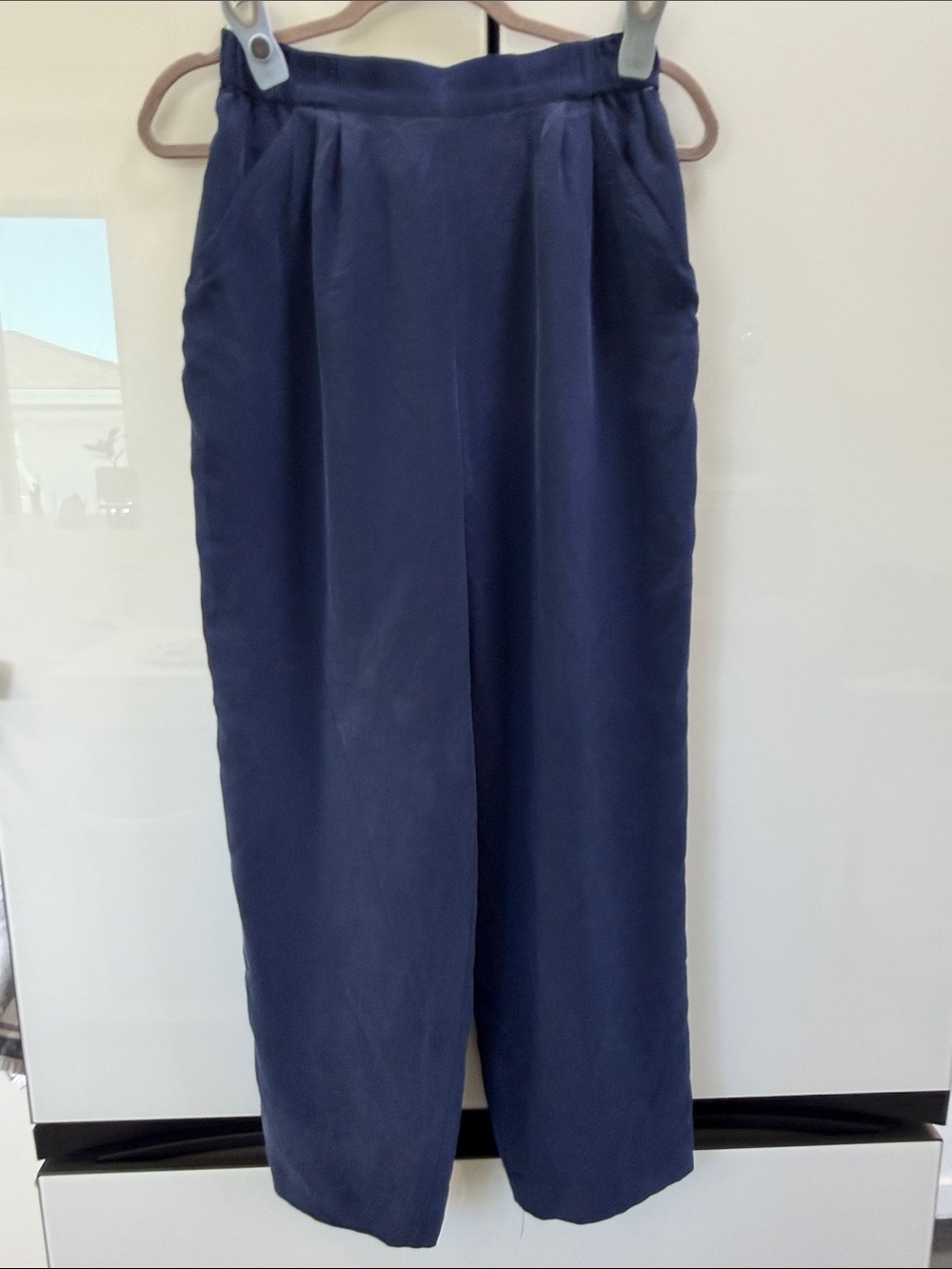 Women's Talbots Navy Pleated Wide-Leg silk Chinos